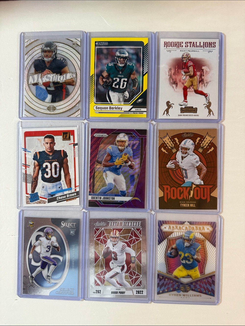 NFL Trading Card Lot - Multi Color Football Rookie & Inserts